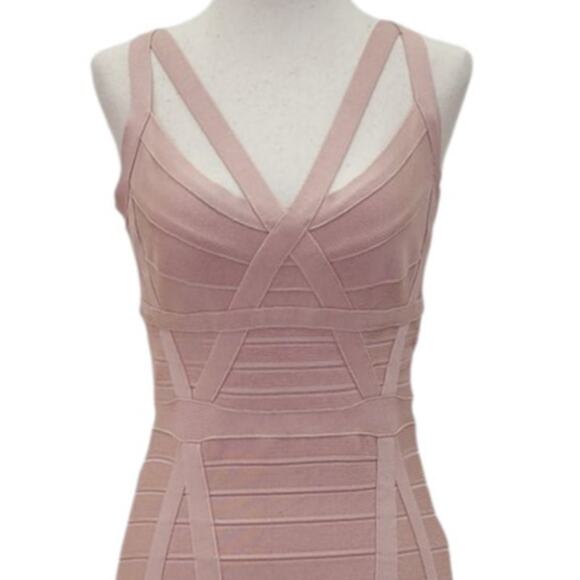 NWT Women's Dusty Pink Short Dress with Strappy Neckline and Back - Picture 2 of 7